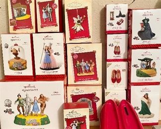 "Wizard of Oz" Hallmark Ornaments. Pair of Dorothy's Red Shoe Bank.