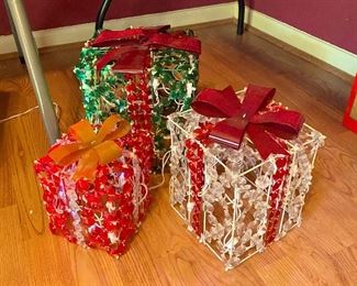 Lighted set of Christmas Boxes