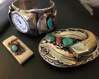 Silver and turquoise pieces 