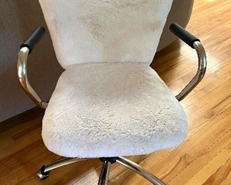 Pottery Barn Faux Polar Bear Fur Airgo Armchair in good condition with light wear. 