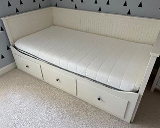 IKEA Hemnes Daybed/Trundle with Three Drawers measuring about 79" l x 41" deep and in very good condition. A sofa, a single bed, a double bed and storage in one piece of furniture! Perfect if you are tight on space!