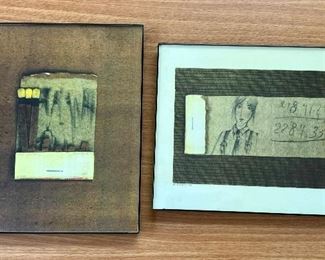 Two Framed Matchbook Art Prints by Sazonon each measuring 8" x 10". One is entitled, "Three Candles" and is number 48/200 and the other is not titled and is number 32/200. Both are dated 1996.