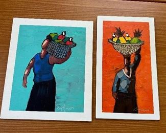 Two Original Paintings by Eloy Zuniga measuring 8" x 13.5" and 11" x 13" 