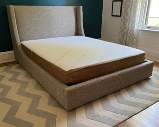 Room and Board Marlo Queen Storage Bed in Tatum (Gray).The Marlo storage bed features a hidden storage drawer that pulls out from the foot of the bed which makes it stylish and functional.  

This bed features a mattress platform made of steel slats, eliminating the need for a box spring or foundation