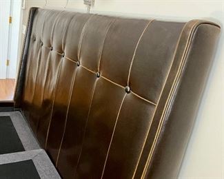 Crate and Barrel Archer King Bed Frame. Inspired by a 40's era Hollywood slipper chair, Archer's marquee-worthy good looks combine clean lines with subtle "wings" on the headboard and a single trim row of button-tufted detailing. Durable leather, with a protective coating, in a deep browns with warm caramel accents at the seams for a more textured, aged look. Tapered wood legs have a cognac finish. Generous, self-welted and seamed raises and footboard make the mattress appear to float. 
The winning bidder can choose to take the quality twin mattresses by "Nectar" and "Idle Sleep"which comes with an adjustable base with remote control access. The adjustable base does not have to be used if that is not your preference. The adjustable individual twin mattresses has an adjustable frame allowing the user to adjust head and feet height. Additionally, it has a massage feature! 