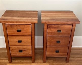 Pair of Room and Board Nightstands with a beautiful finish in very good condition with light wear. 
Built by North Dakota woodworkers, each piece in the Sherwood collection features solid wood and high-quality wood veneer sealed with a natural oil-and-wax finish. Drawers have dovetail joinery for enhanced durability. (Roomandboard.com)
Each measuring 18" x 15" x 28" 