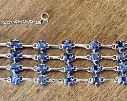 Incredible 14K Gold And Sapphire Multi Strand Bracelet 6.75" Long And Weighs 25.6 Grams 
