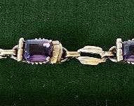 Vintage 14K Gold And Amethyst Stone Bracelet 7 Inches Long Total Weight 11.9 Grams 