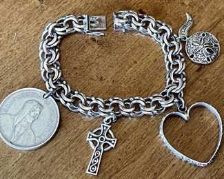 800 Silver Charm Bracelet With Sterling Silver Charms 7 Inches Long Total Weight 52 Grams 