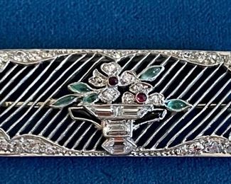 Lovely Antique Platinum - Diamond  - Ruby Pin Total Weight 7 Grams 