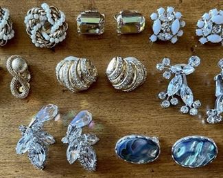 Collection Of Designer Clip On Earrings - Weiss, Gay Boyer, Vogue, Gold Tone, Rhinestones, And More