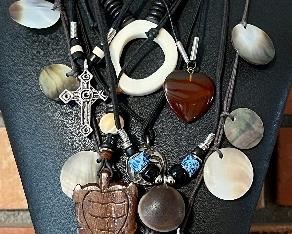 Collection Of Boho Necklaces - Shell, Wood, Rainforest Seed Pod, Carnelian, And More