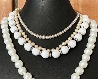 Vintage Faux Pearl Necklace Lot - Marvella