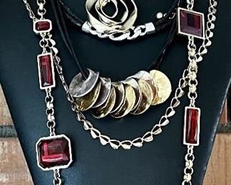 Gold Tone Necklace Lot - Chicos New With Tag, Liz Co, 24k GB Chain, And More