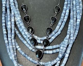 Bone Bead Necklace With Cut Glass Necklace