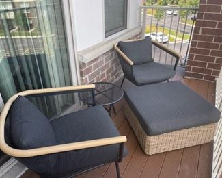 Matching patio chairs and ottoman 