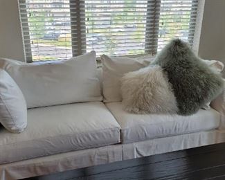 8.5' Crate & Barrel couch with washable covers - Just cleaned - like new  and 2 fluffy pillows