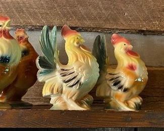 Old Rooster and Hen Figurines