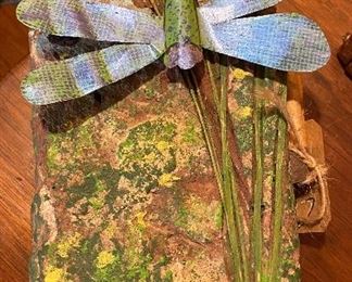 Dragonfly Sculpture on Brick (Artist Signed Shannon) 