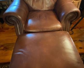 Leather Chair and Ottoman