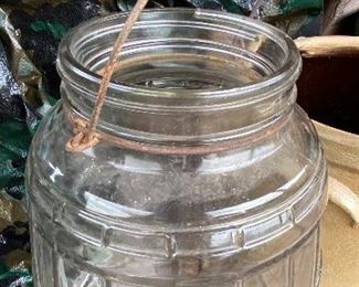 Old Pickle Jar with Wooden Bale Handle