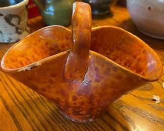 North Carolina Chrome Red Pottery Basket (Craven)