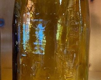 1858 Amber Hero's Cross Mason Jar