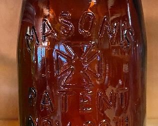 1858 Hero's Cross Brown Mason's Jar