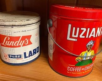 Luzianne Coffee Can and Lundy's Lard Can