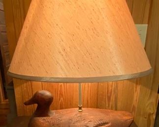 Carved Wooden Duck Lamp 