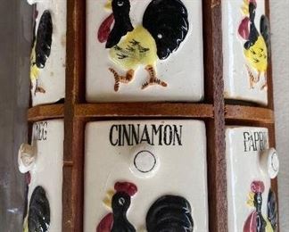 Vintage Chicken Themed Spice Canisters