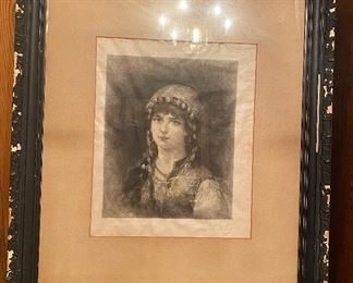 Old Maiden Etching Signed King