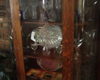 Vintage Oak cabinet with rounded sides and most of contents will be for sale