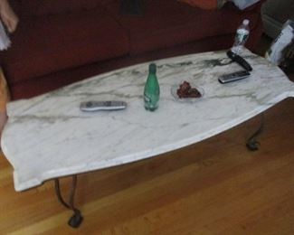 Coffee table - marble top and iron legs