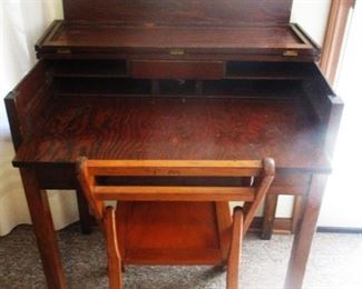 Small lift top desk and chair