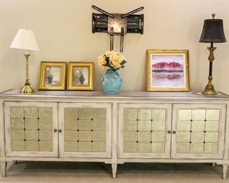 Hooker Furniture "Arabella" Mirrored Credenza with Eglomise Door Fronts