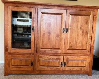 entertainment center:  From Woodley's.  Solid Cherry. Excellent condition.