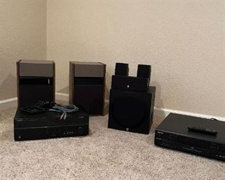 2 Bose Speakers, Yamaha Receiver, Yamaha Sound System ( 3 speakers & Woofer) and 5-Disc DVD player