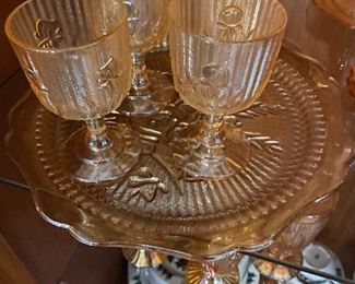 Jeanette Iris Herringbone Marigold goblets