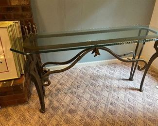 One of 2 matching console tables