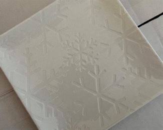 Crate + Barrel Snowflake plates