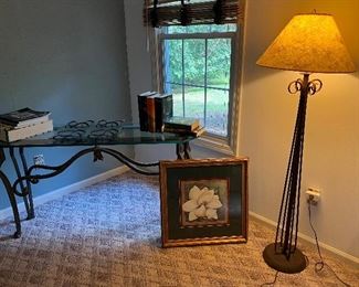 Table, Art, lamp, books