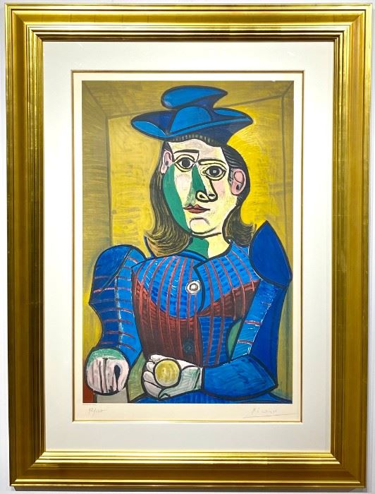 Lot 828 Original Pablo Picasso Color Lithograph Femme assise Dora Maar.