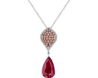 Lot 9906 Ruby  Diamond Pendant