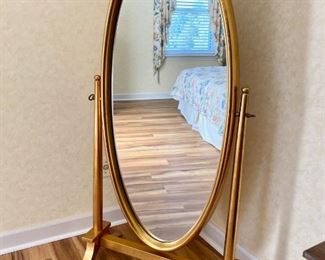 Gold Leaf Oval Floor Mirror