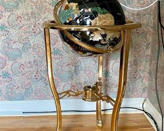 Brass and marble globe stand
