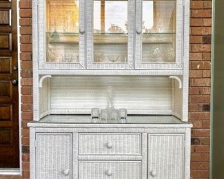 White Wicker China Cabinet