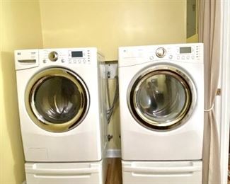 LG Tromm Front Load Washer & Dryer w/Pedestals