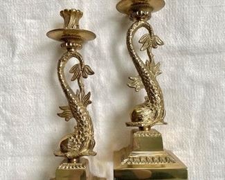 Brass Dolphin Candlesticks