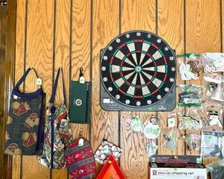 Golf accessories + dart board